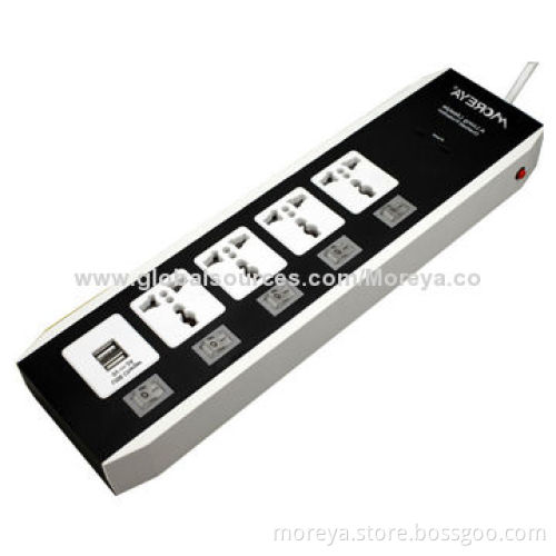 Power Strip of Universal Standard for AU, EU, UK, US Usage/2 USB Ports/Surge and Overload Protection